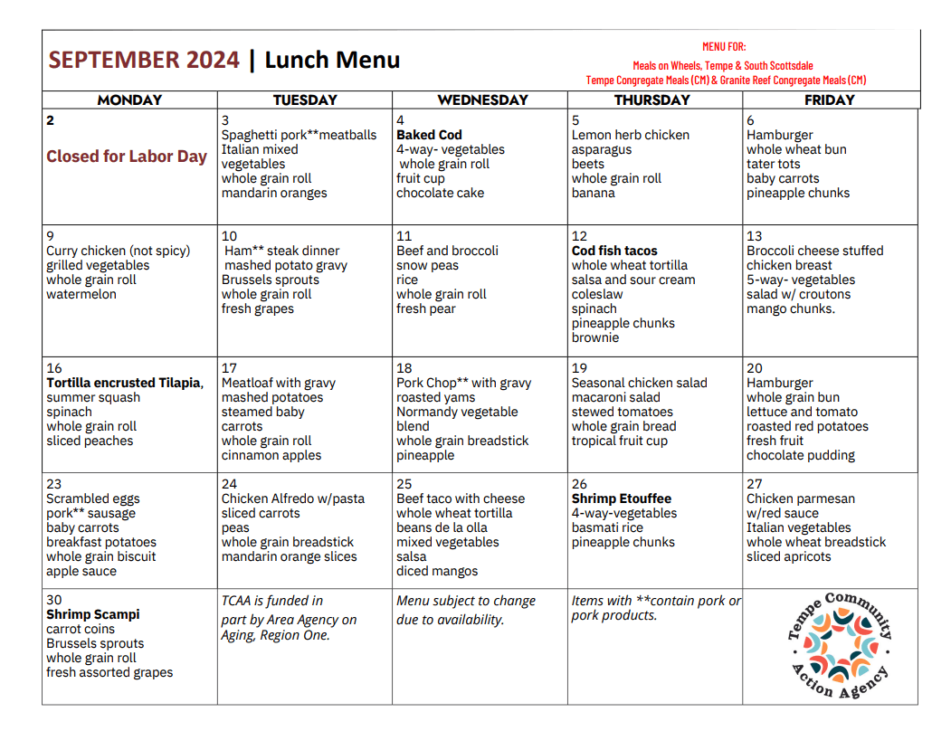 September Menu