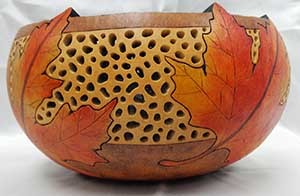 Chickie's Gourd Art-Autumn Leaves Gourd Vase