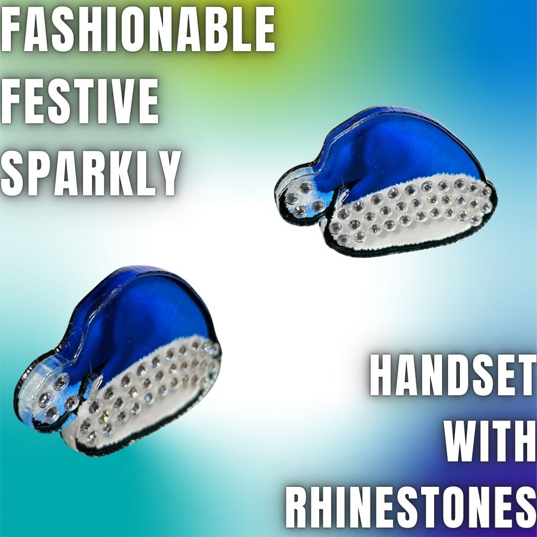 Rhinestone Blue Santa Hat Acrylic Pin