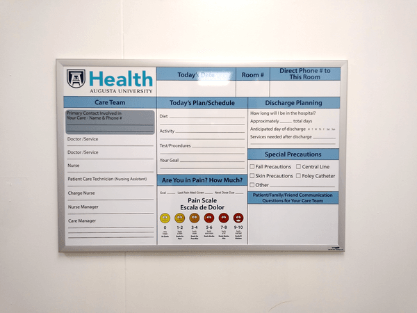 Custom Printed Patient Room Dry Erase Boards