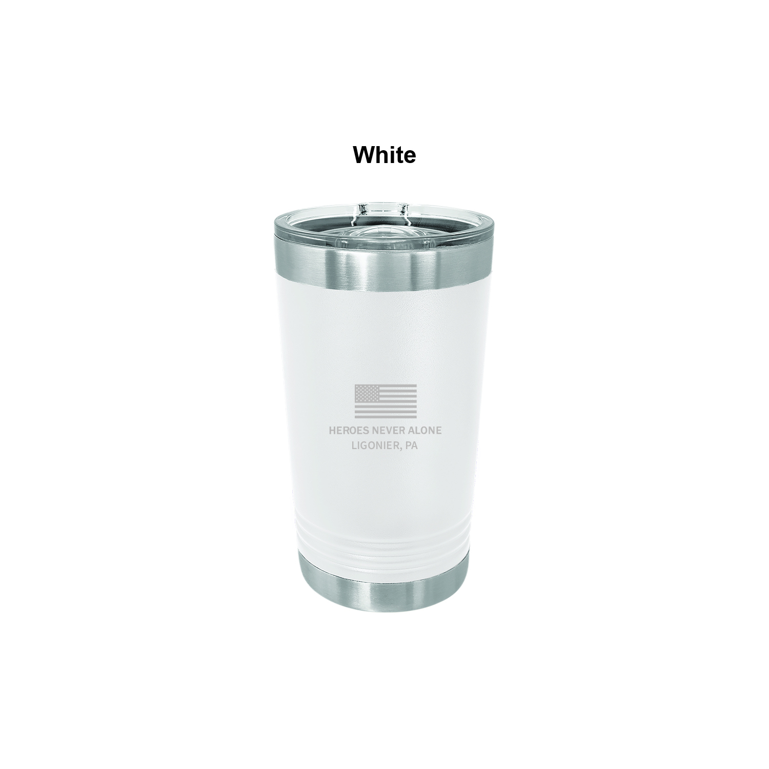 White 16 oz. Polar Camel Pint with Slider Lid