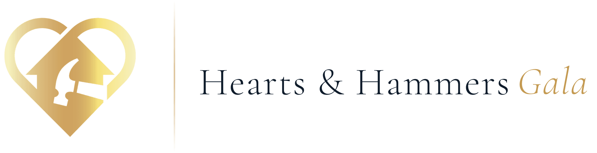 2025 Hearts & Hammers Gala Logo in black and gold
