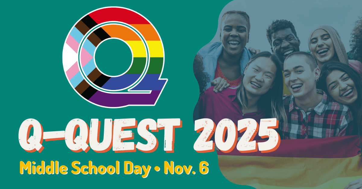Q-Quest is an event for Lesbian, Gay, Bisexual, Transgender, Queer, Intersex, and Allied youth to enjoy workshops, food, activities, conversation, and art with a couple hundred other 2SLGBTQIA+ youth from across Minnesota.