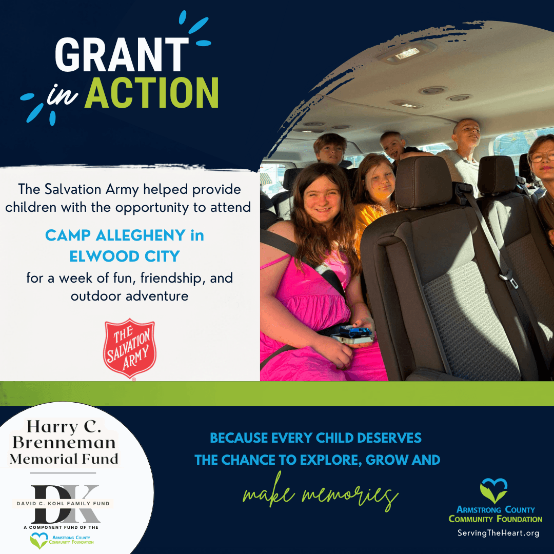 Happy children in a Salvation Army van on their way to Camp Allegheny in Elwood City for a week of outdoor adventure, friendship, and lasting memories