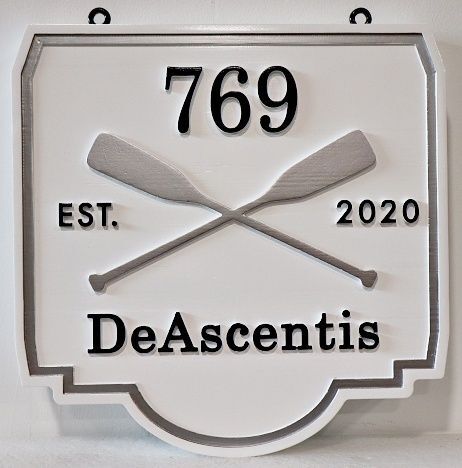 M22369 - Carved Property Name and Address Sign for Lake House