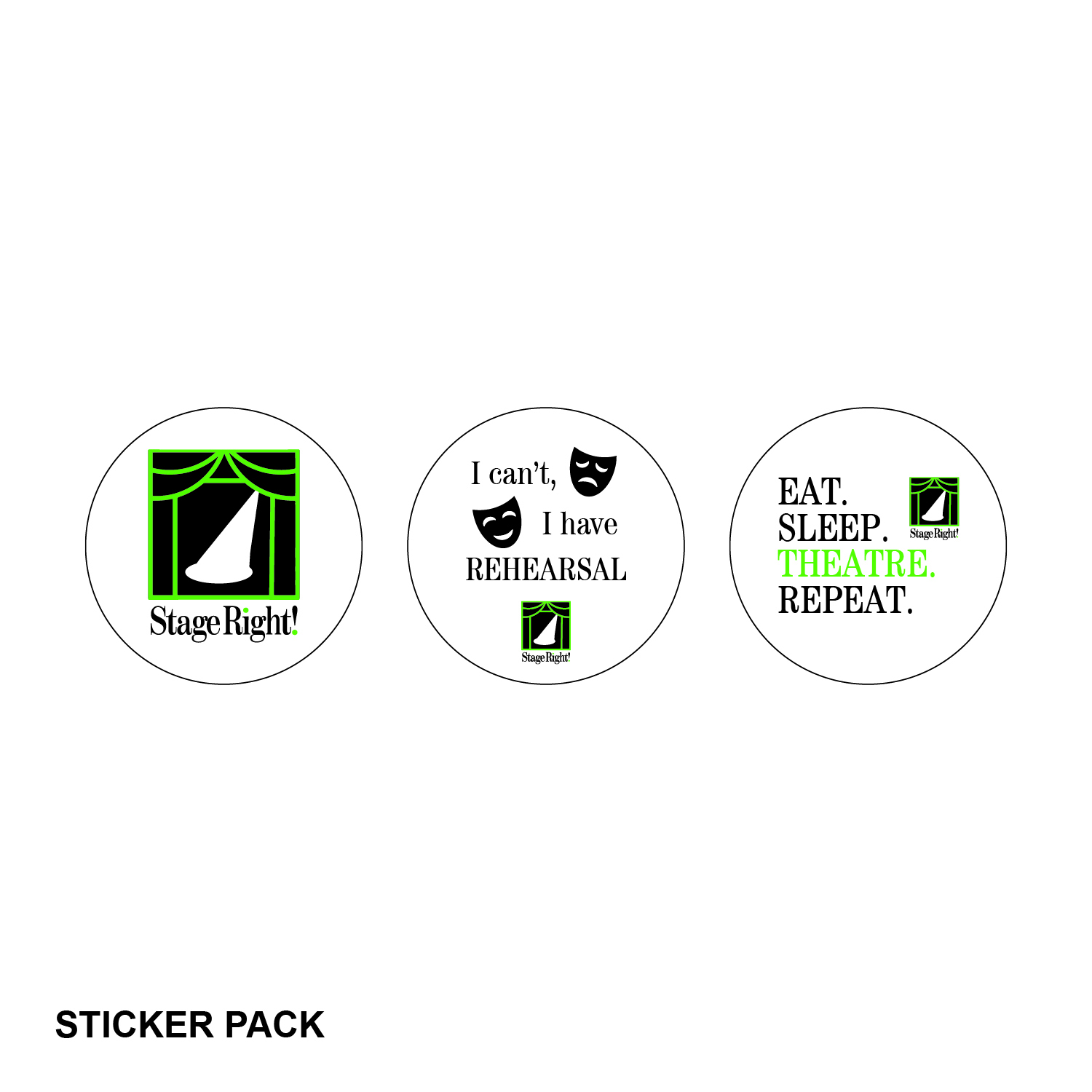 Stage Right Sticker Pack (3 Stickers/Pack)