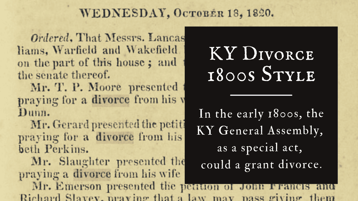 Researching Kentucky Divorces in the Early 1800s
