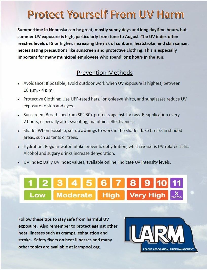 Watch your UV Exposure!  -  Post this UV Safety information