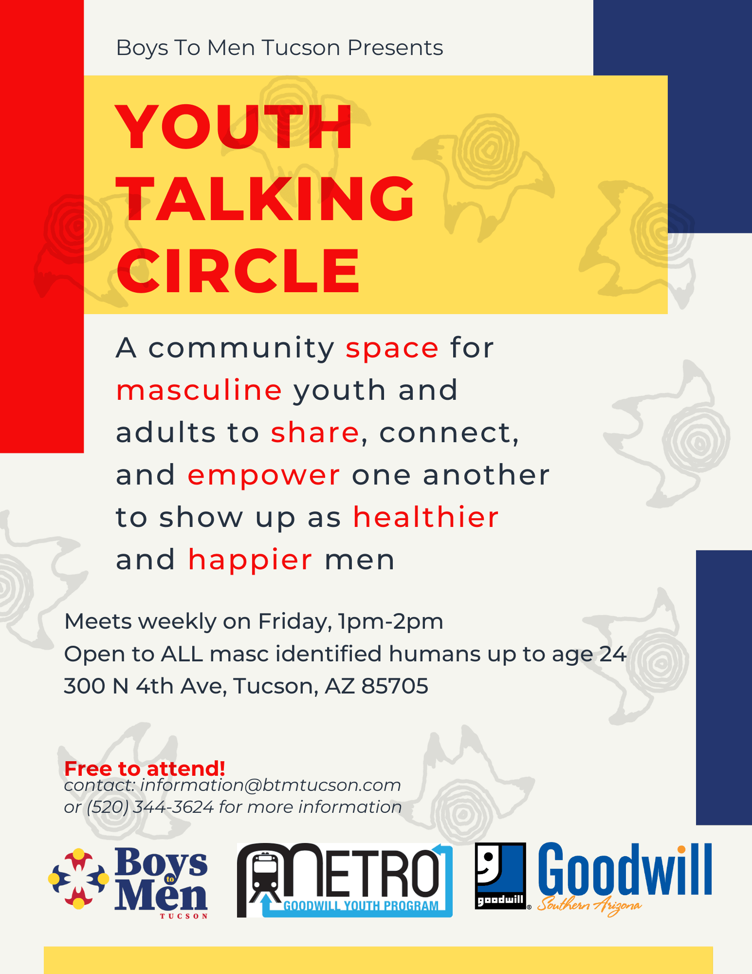 Weekly youth talking circle that takes place at Goodwill Metro