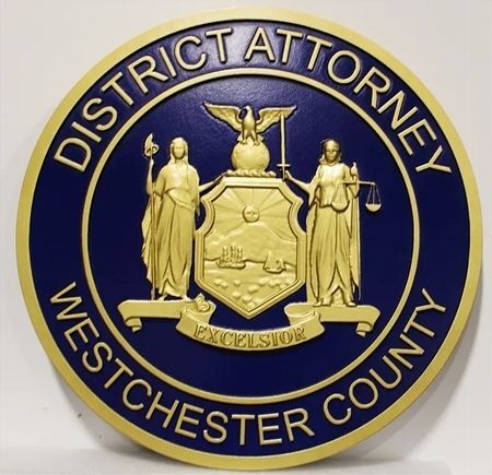 Carved 3-D Bas-Relief  Podium Plaque for  the District Attorney's Office of Westchester County, Commonwealth of Pennsylvania