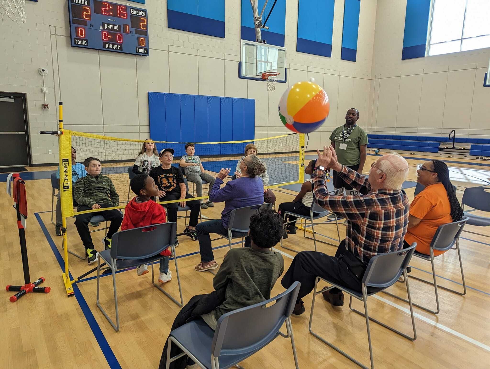 Seniors playing chair volleyball