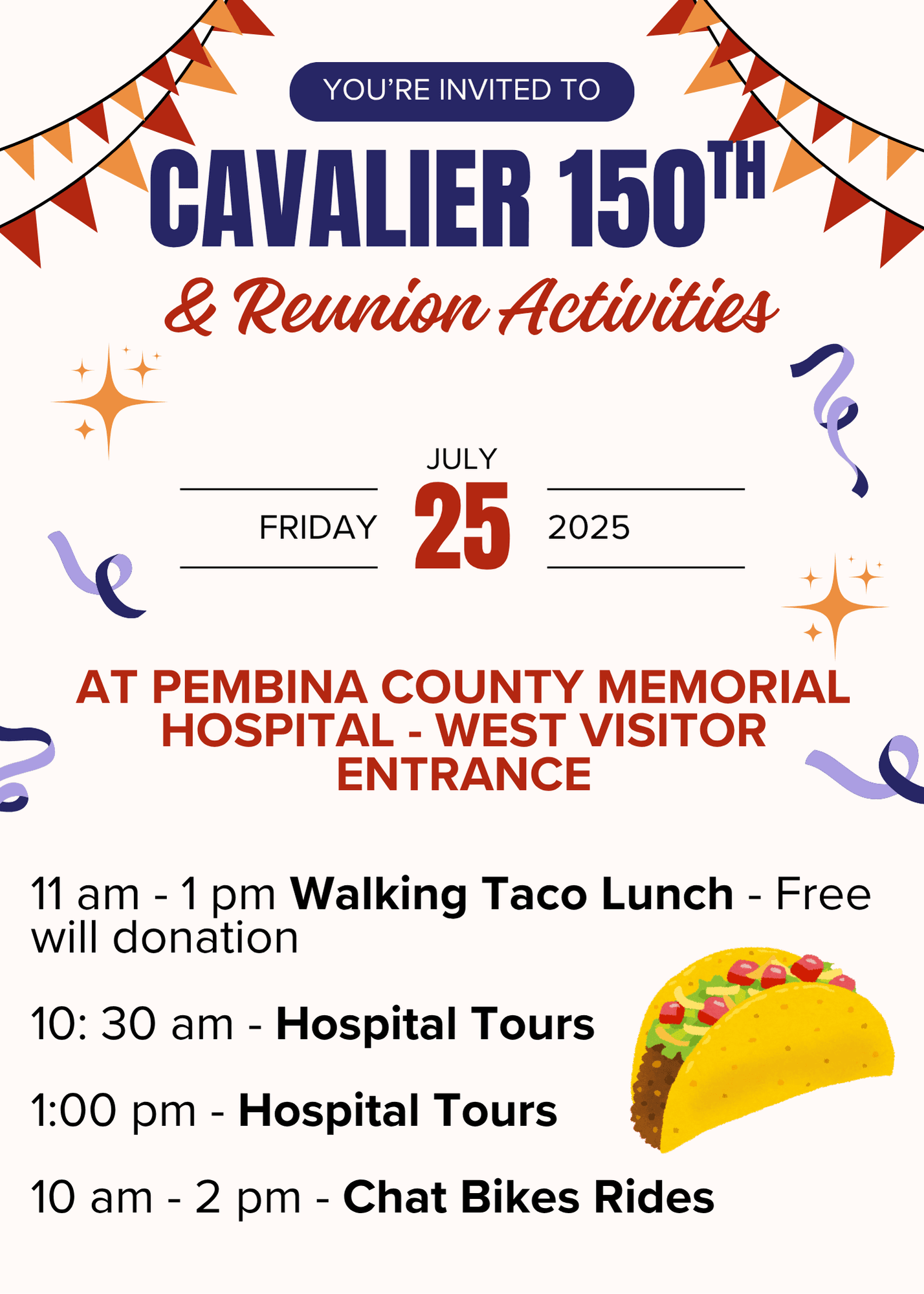Join us at PCMH for walking tacos, hospital tours, & chat bike rides!