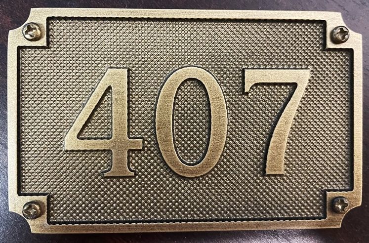 M7736-  Cast Bronze Address or Room Number  Plaque suitable for a Home, an Apartment, a Condo, or a Hotel.
