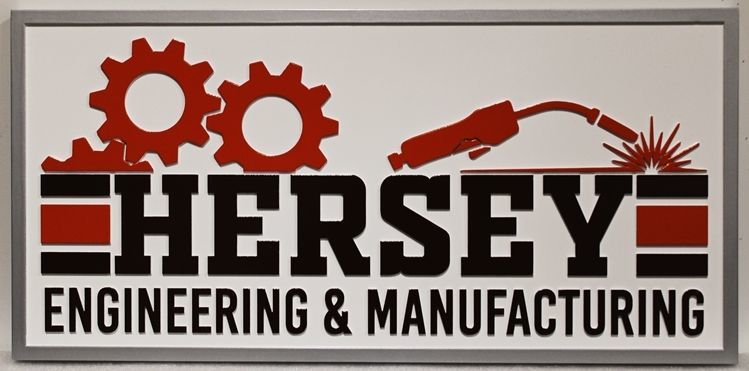 S28203 -  Carved 2.5-D HDU Sign for Hershey Engineering & Manufacturing 