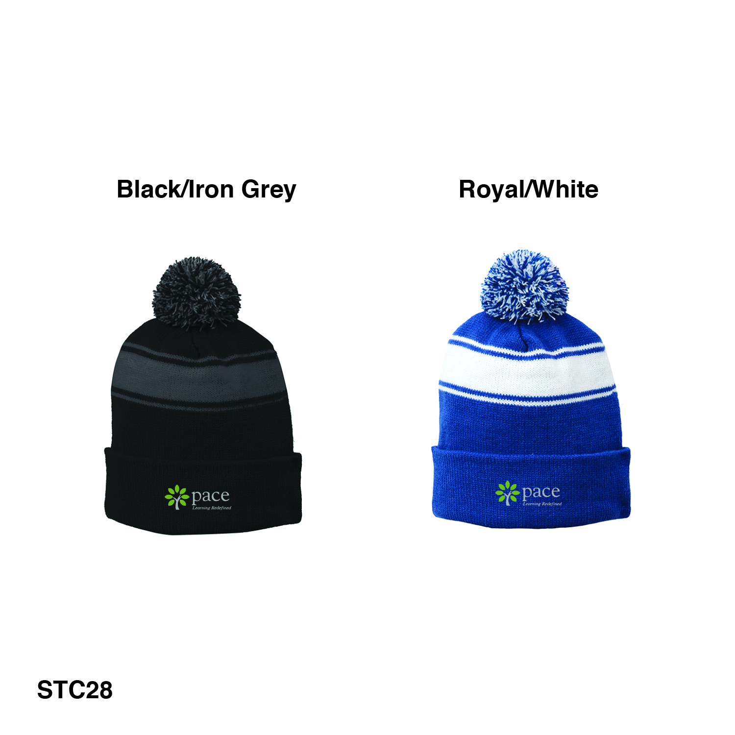 Sport-Tek® Stripe Pom Pom Beanie