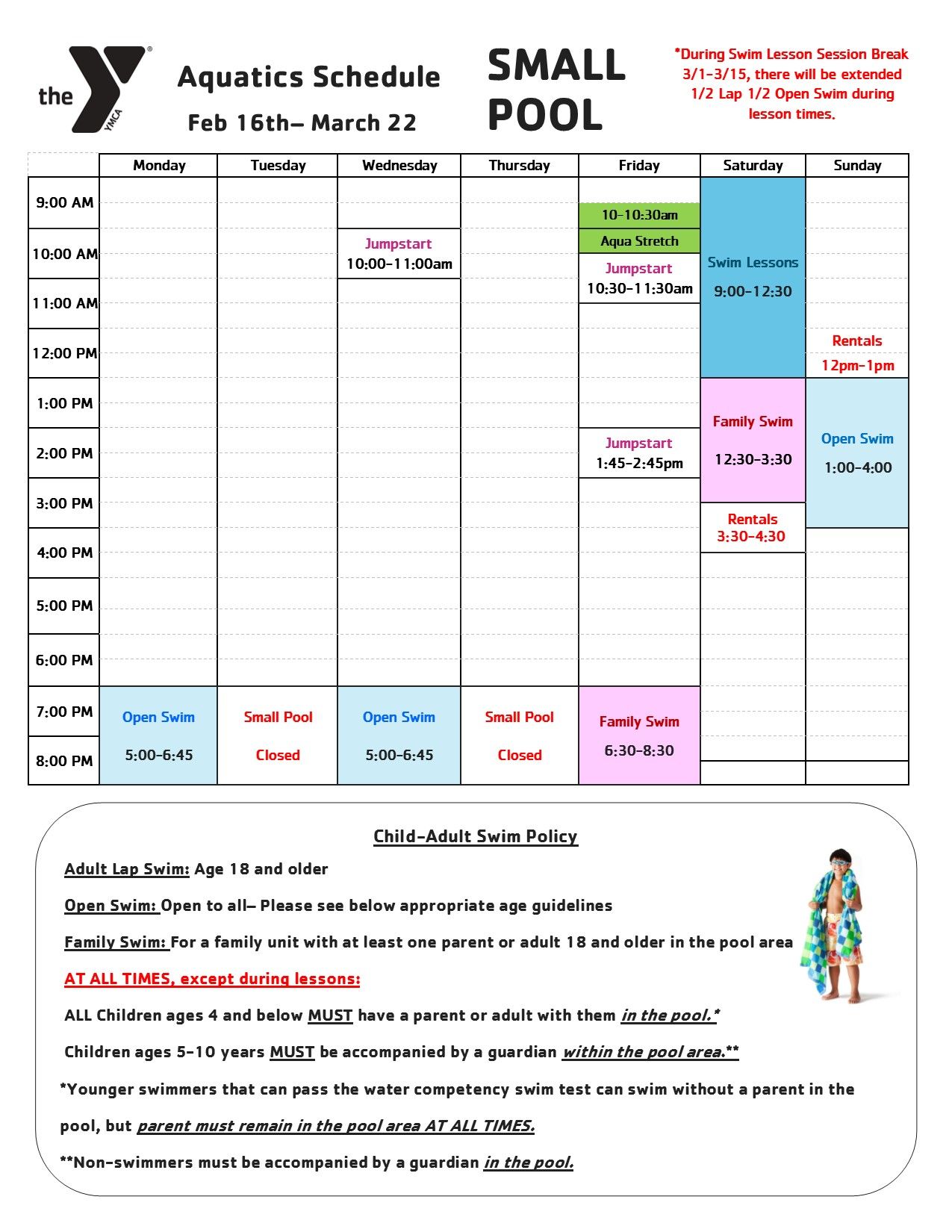 family ymca pool schedule