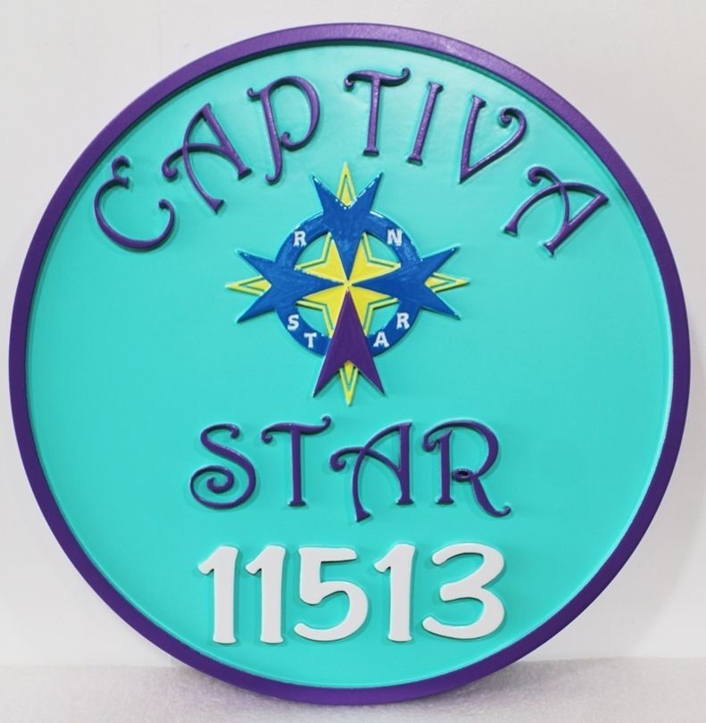 L21749A - Carved  2.5-D Multi-level Address and Property Name Sign "Captiva Star 