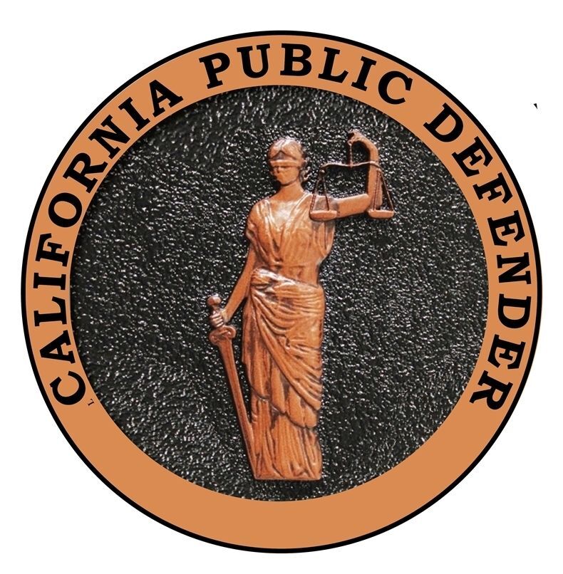 HQ - 2050- Carved 3-D and Sandblasted HDU Plaque of the Seal of a Public Defender of the State of California