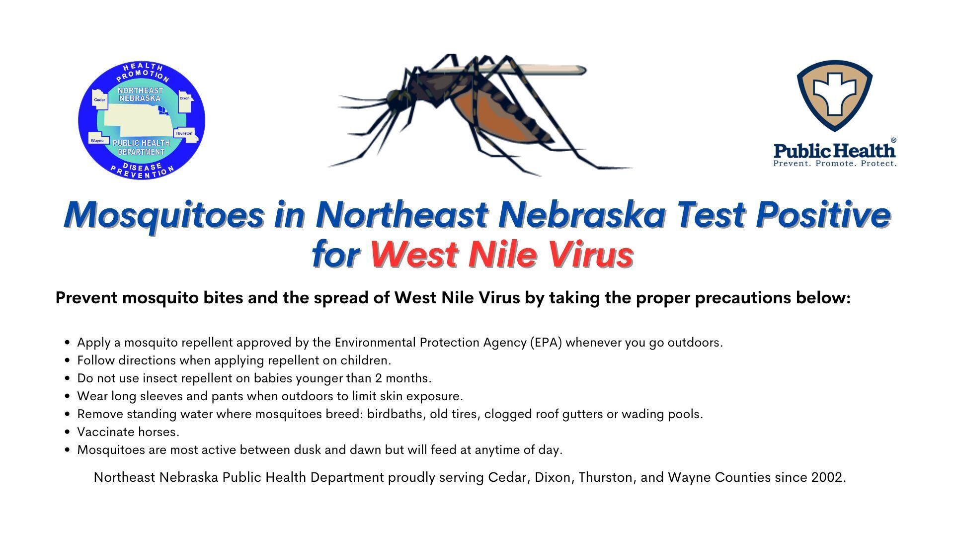 Questions about West NIle Virus? Call us 402-375-200