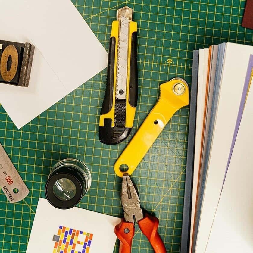 Work Table with Cutting Tools