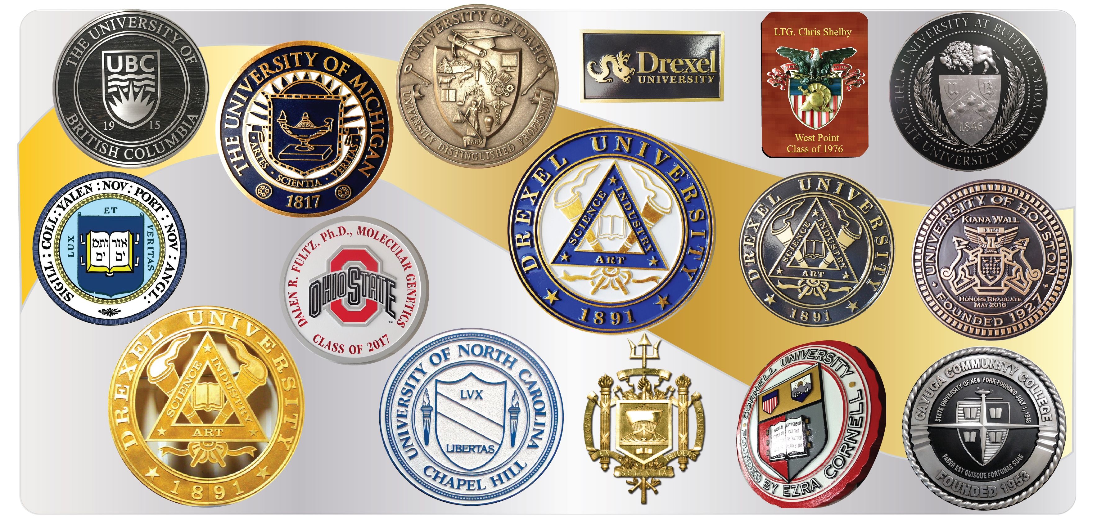 3-D Wood,Bronze,Gold,Painted College Seal Wall/Podium Plaques