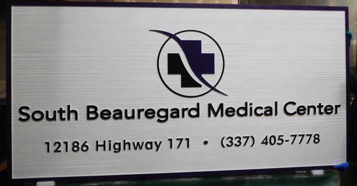B11052 -  Carved and SandblastedWood Grain  Sign for the "South Beauregard Medical Center"