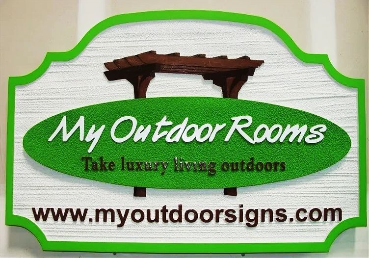 SC38332 - Sign for "My Outdoor Rooms" with Pergola as Artwork