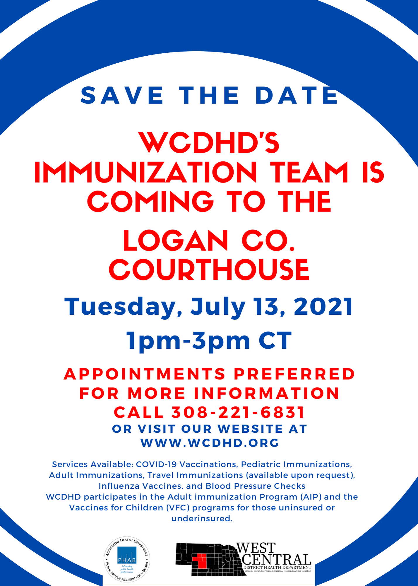 WCDHD's Immunization Team is coming to the Logan County Courthouse