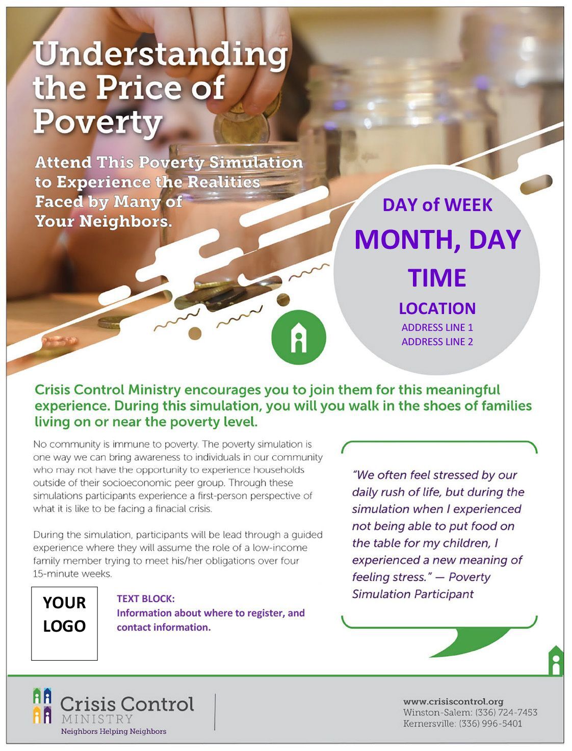 Poverty Simulation Flyer Template (Fillable Form)