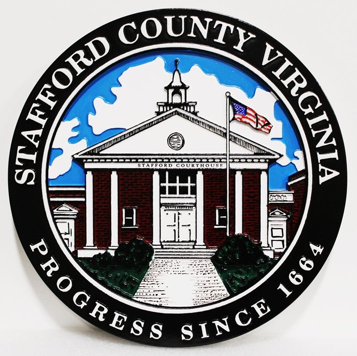 CP-1665 - Plaque of the Seal of Stafford County, 2.5-D Artist-Painted