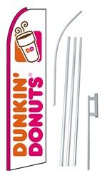 Dunkin' Donuts White Swooper/Feather Flag + Pole + Ground Spike
