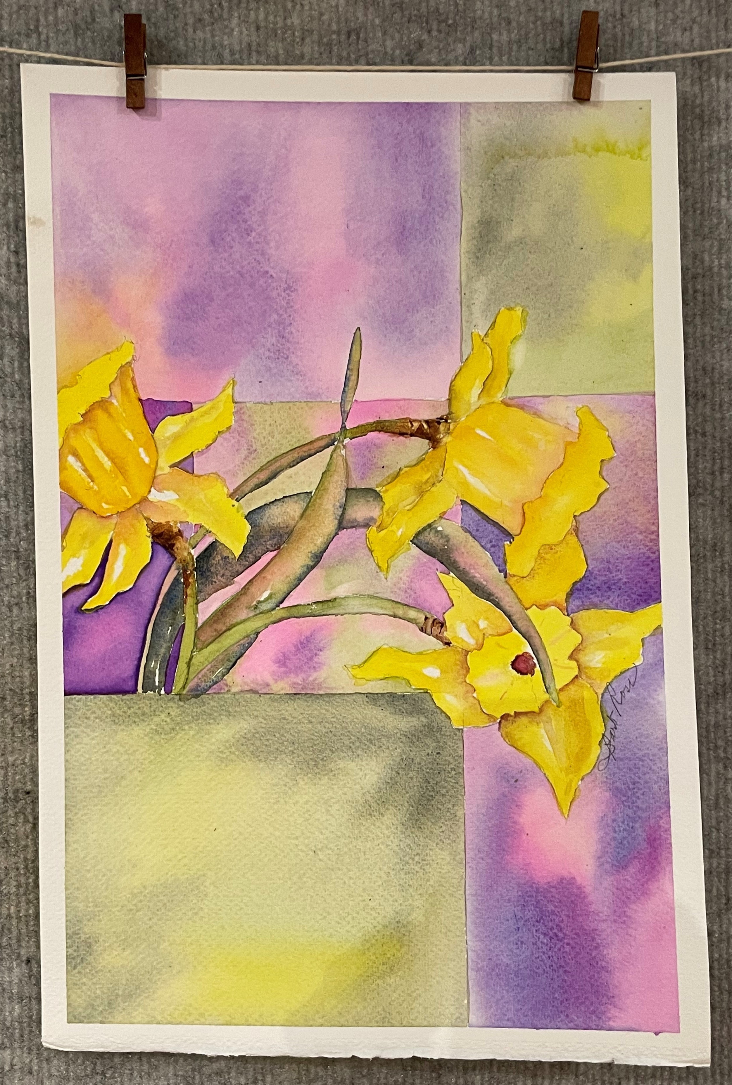 Yellow and Purple Rectangles Unframed