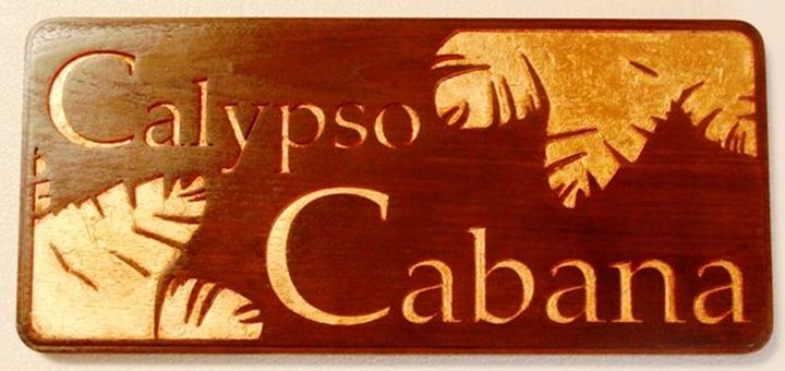 L22418 - Teak Wall Plaque with Copper Leaf