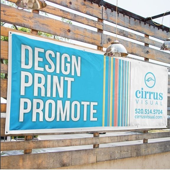 Cirrus Visual Banner on wall of building.