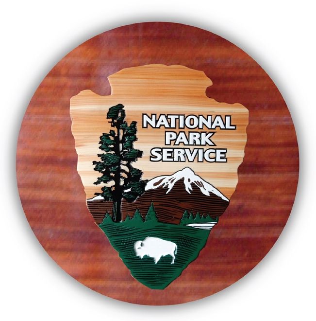 EA-2050 - The "Arrow" Logo of the National Park Service (NPS) on Mahogany Plaque
