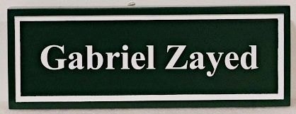 C12473 - Carved and Sandblasted Office Sign for "Gabriel Zayed"