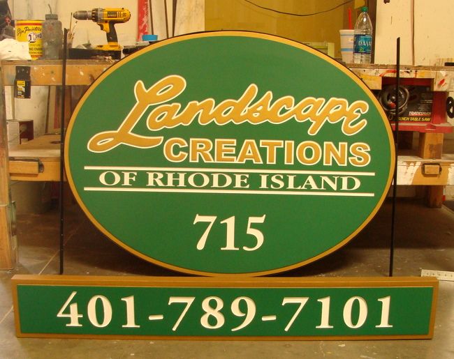 SA28524 - Oval Sign for a Landscape Business- "Landscape Creations".