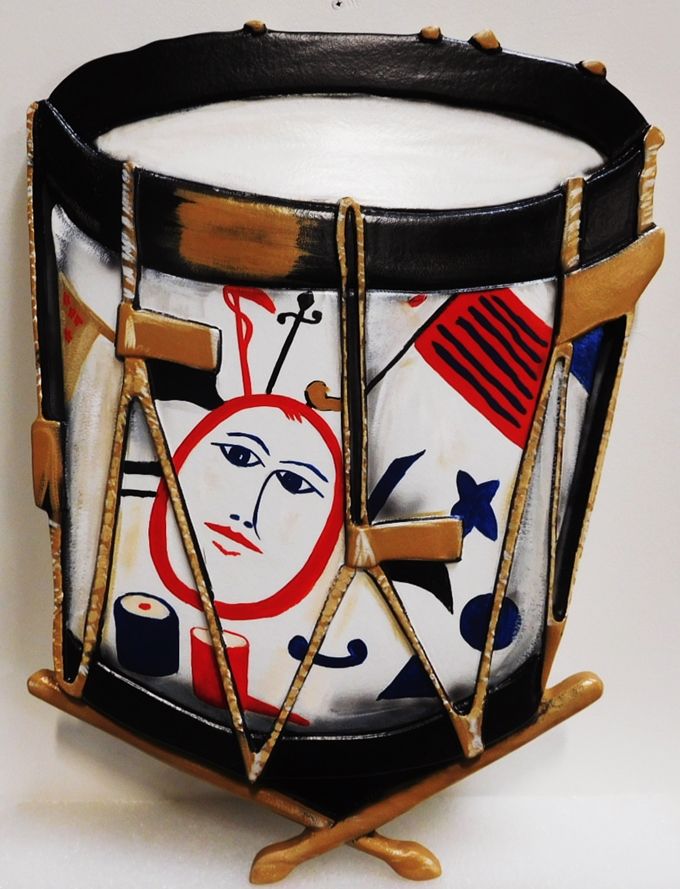 G16027- Carved and Artist-Painted Replica of Colonial Drum for National Military Park