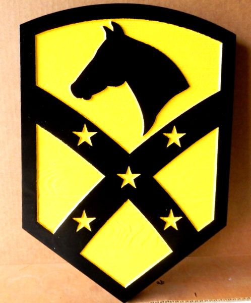 MP-1800 - Carved Plaque of the Insignia of a Cavalry Unit of the US Army,    Artist Painted