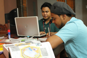 Two Timothy house residents studying