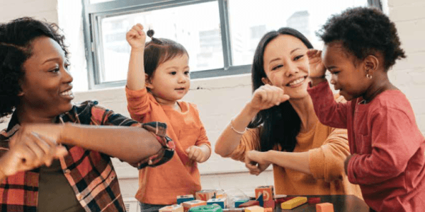 two teachers with toddlers