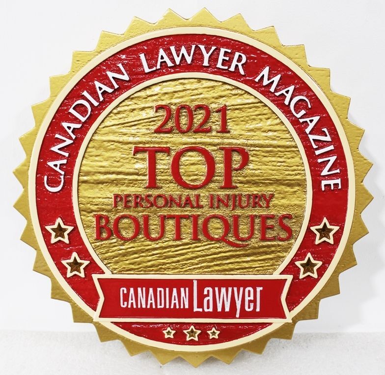 A10188 -  Carved Wall Plaque for  Top Personal Injury Lawyer by the Canadian Lawyer Magazine 