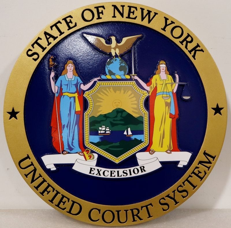 GP-1281 - Plaque of the Seal of the State of New York Unified Court System, 2.5-D Artist-Painted