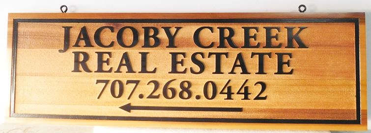 C12345 -  Engraved Western Red Cedar Sign for Jacoby Creek Real Estate Company