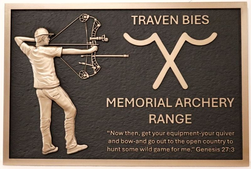 ZP-2143 - Cast Bronze Memorial Plaque for Traven Bies Memorial Archery Range