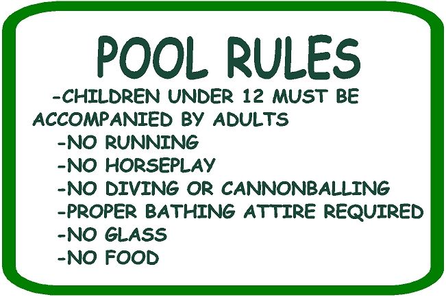 GB16380 - Carved  HDU Swimming Pool Rules Sign 