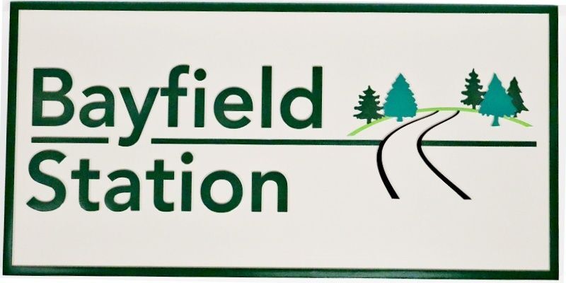 I18308A - Carved and Sandblasted 2.5-D HDU Sign for "Bayfield Station"