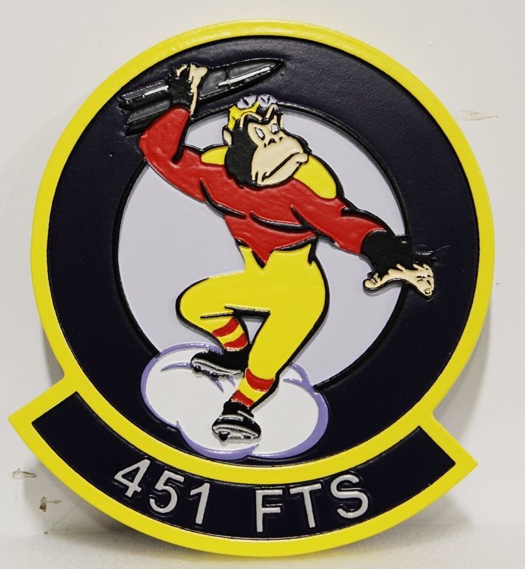 LP-5187 - Carved 2.5-D HDU Plaque of the Crest of the 451st Flying Training Squadron (FTS), US Air Force