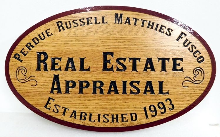 C12325 -  Engraved Western Red Cedar Sign for A Real Estate Appraisal Company