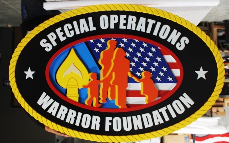 UP-2175 - Carved 2.5-D Multi-level Plaque of the Seal of Special Operations Warrior Foundation